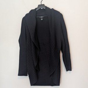 Alfanit Women's Large Black Ribbed Cocoon Sweater